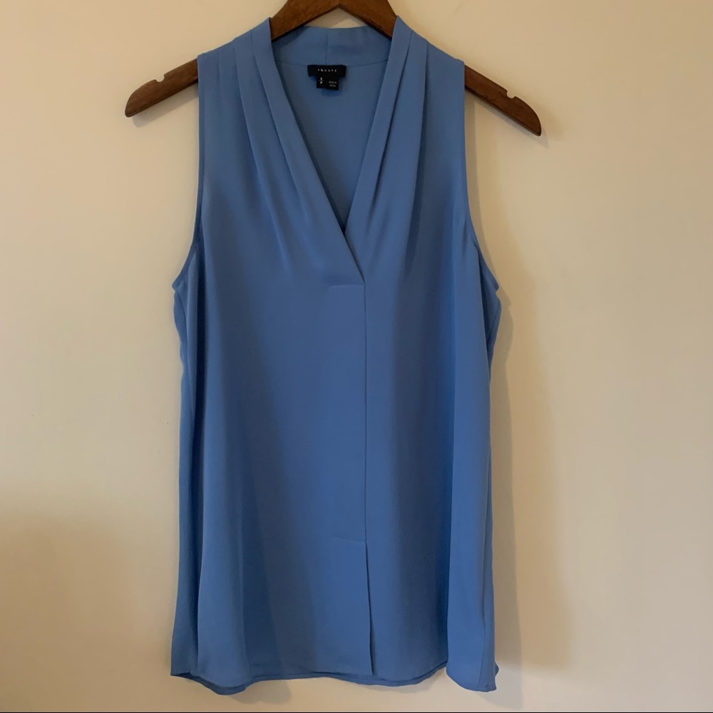 Theory 100% Silk Sleeveless Capsule or Blouse, Size Small, Blue
